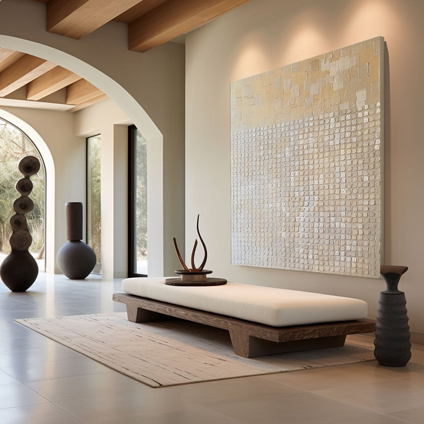 Modern Minimalist Wabi-Sabi Oversized Plaster Style Canvas Artwork - Large Textured Contemporary Abstract Wall Decor #TC239