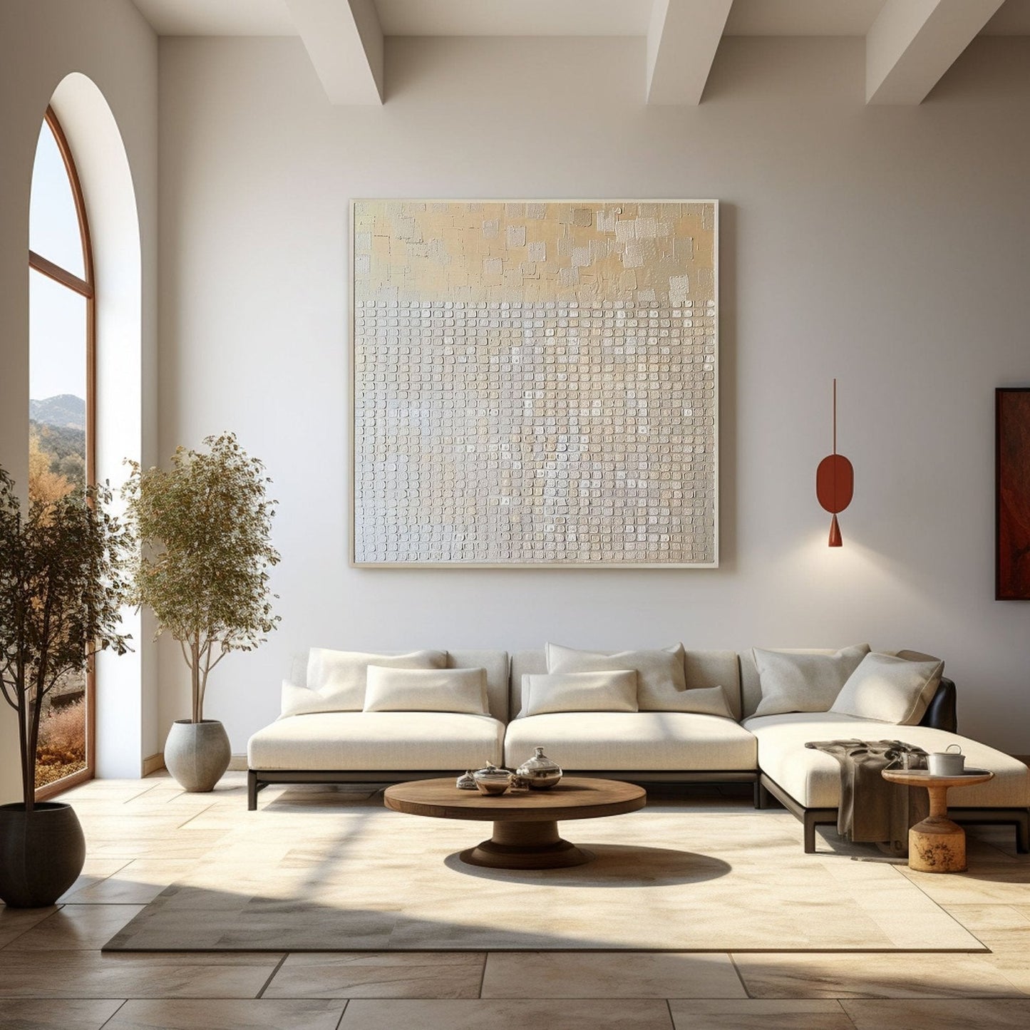 Modern Minimalist Wabi-Sabi Oversized Plaster Style Canvas Artwork - Large Textured Contemporary Abstract Wall Decor #TC239