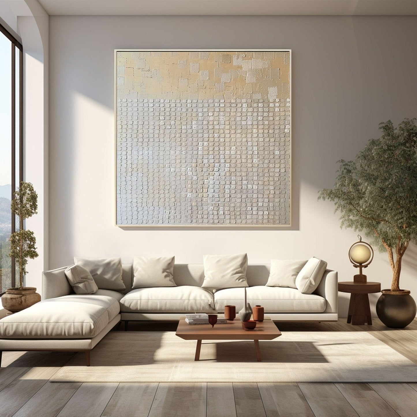Modern Minimalist Wabi-Sabi Oversized Plaster Style Canvas Artwork - Large Textured Contemporary Abstract Wall Decor #TC239