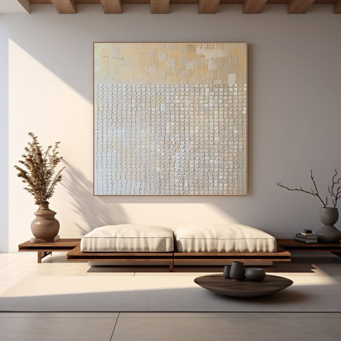 Modern Minimalist Wabi-Sabi Oversized Plaster Style Canvas Artwork - Large Textured Contemporary Abstract Wall Decor #TC239
