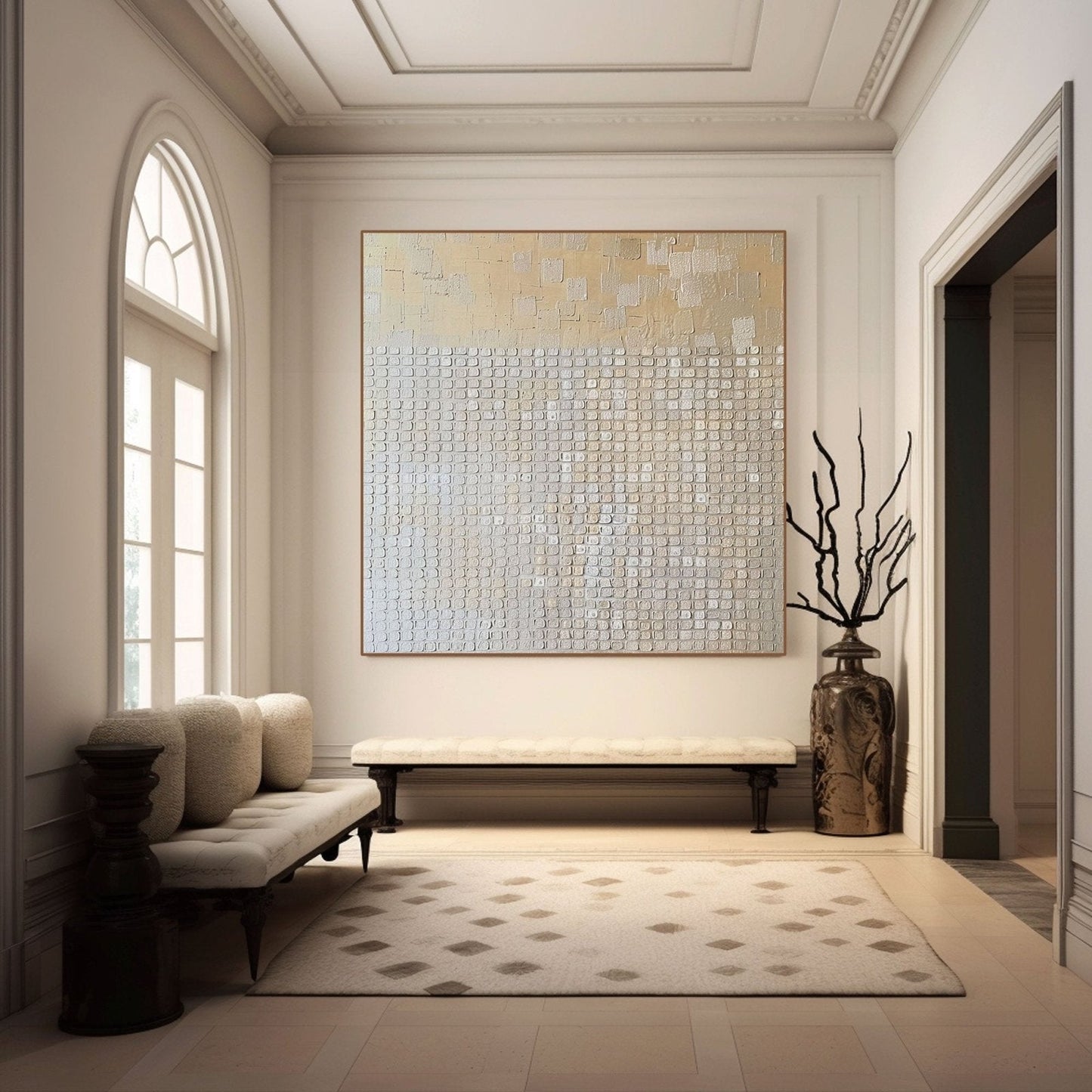 Modern Minimalist Wabi-Sabi Oversized Plaster Style Canvas Artwork - Large Textured Contemporary Abstract Wall Decor #TC239