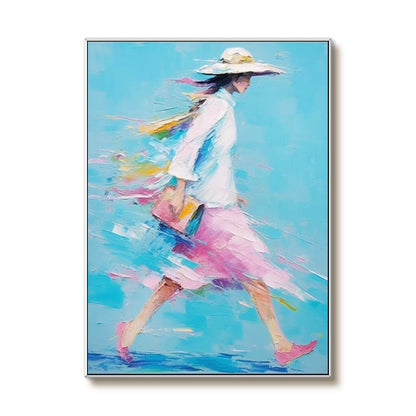 Vibrant Pink and Blue Abstract Art | Woman in Motion Canvas#AA 036