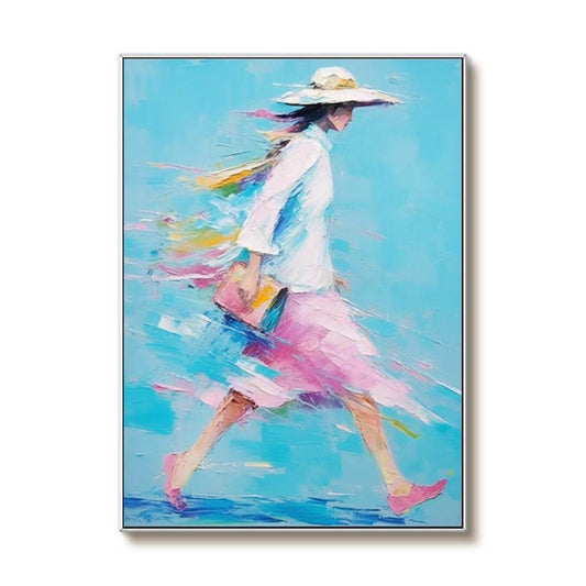 Vibrant Pink and Blue Abstract Art | Woman in Motion Canvas#AA 036