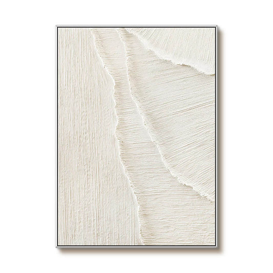 Modern Abstract White Sand Waves Art - Large Hand-Painted Coastal Minimalist Wall Art on Canvas #AA017