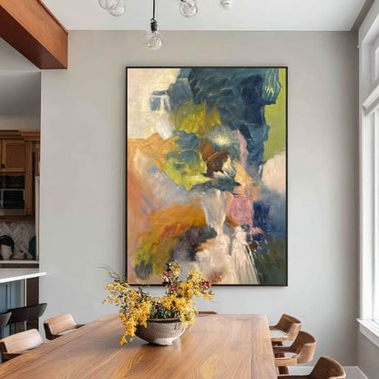 Large Colorful Abstract Painting - Hand-Painted Modern Canvas Wall Art for Living Room #AA020