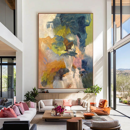 Large Colorful Abstract Painting - Hand-Painted Modern Canvas Wall Art for Living Room #AA020