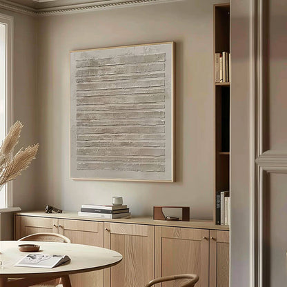 Minimalist Beige Textured Painting - 3D Linear Wall Art #AA 046