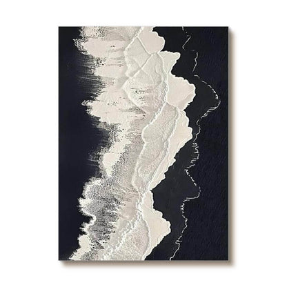 Textured 3D Ocean Wave Art | Black & White Seascape Painting #AA 048
