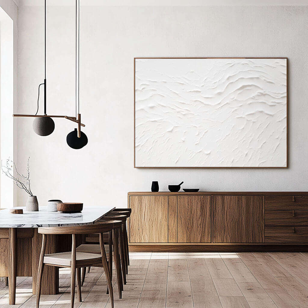 Minimalist White Abstract Painting - 3D Textured Wall Art#AA 045