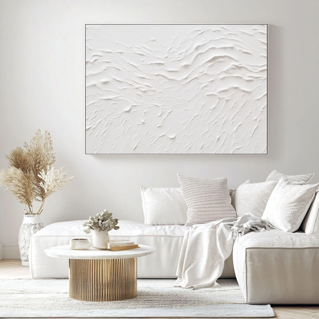 Minimalist White Abstract Painting - 3D Textured Wall Art#AA 045