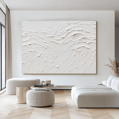 Minimalist White Abstract Painting - 3D Textured Wall Art#AA 045