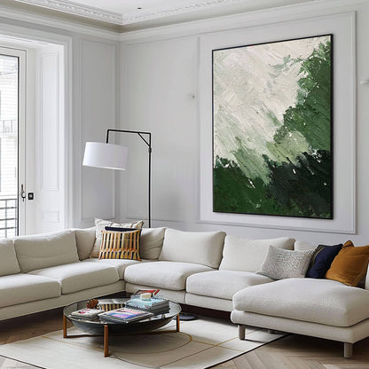 Green & White Impasto Painting | Textured Palette Knife Art #AA 044