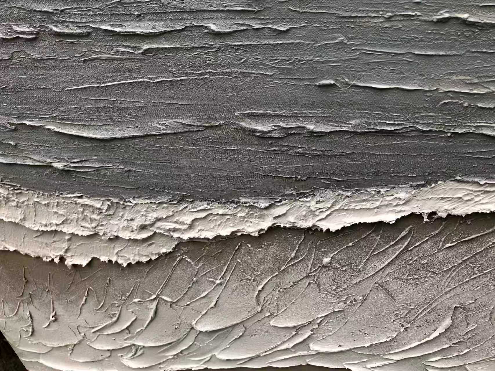 Large hand-painted textured beach wall art with neutral abstract ocean wave detail