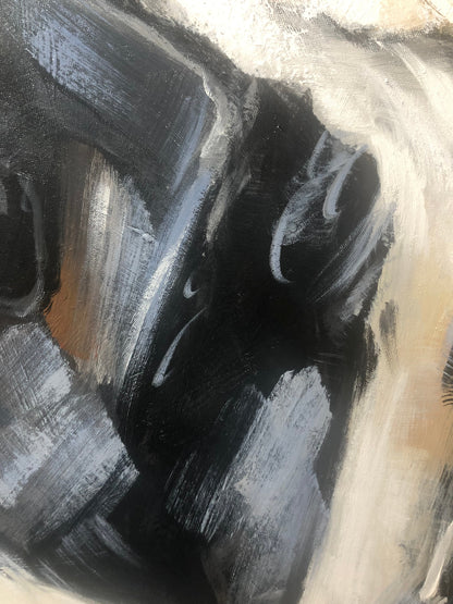 Minimalist Textured Embracing Couple Oil Painting - Modern Hand-Painted Abstract Figure Art #TB048