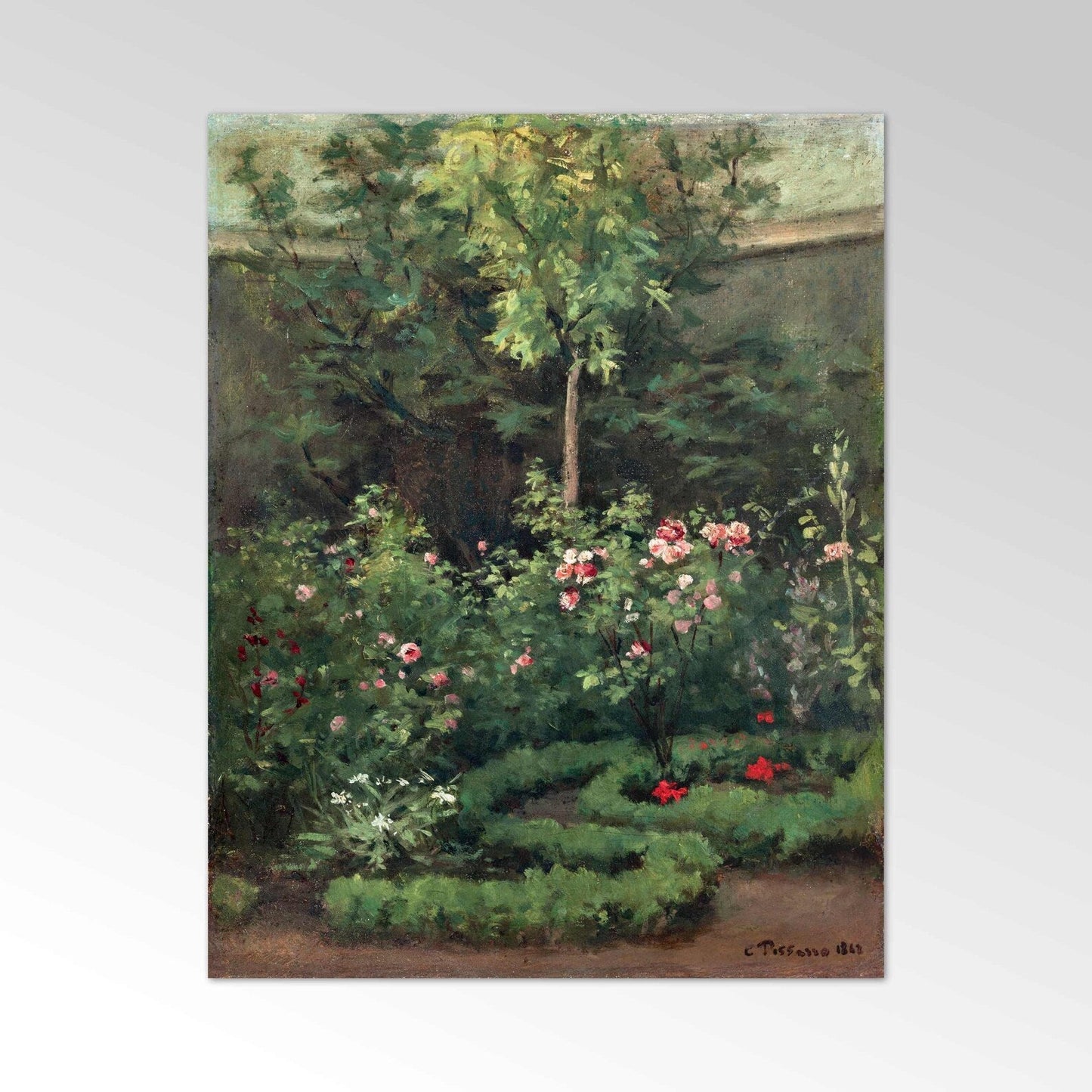 A Rose Garden - Vintage Impressionist Landscape Oil Painting & Floral Nature Wall Art #RG033