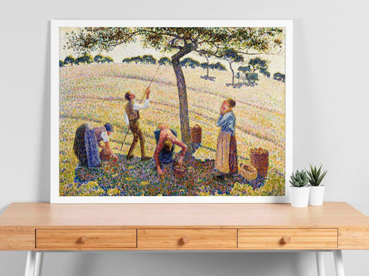 Vintage Apple Harvest Hand-Painted Oil Painting - Heavy Texture Still Life Wall Art for Kitchen & Dining Room