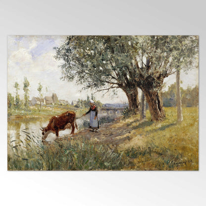 Countryside Near Grez-sur-Loing - Vintage Impressionist Landscape Oil Painting & Rustic Wall Art #CG073