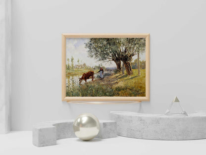 Countryside Near Grez-sur-Loing - Vintage Impressionist Landscape Oil Painting & Rustic Wall Art #CG073