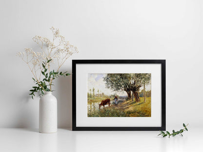 Countryside Near Grez-sur-Loing - Vintage Impressionist Landscape Oil Painting & Rustic Wall Art #CG073
