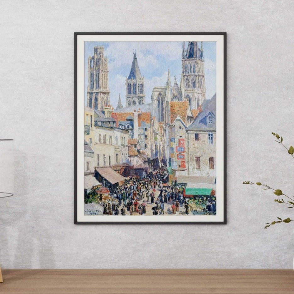 Vintage Grocery Street Oil Painting - Classic Post-Impressionist Streetscape & European City Wall Art #GS092