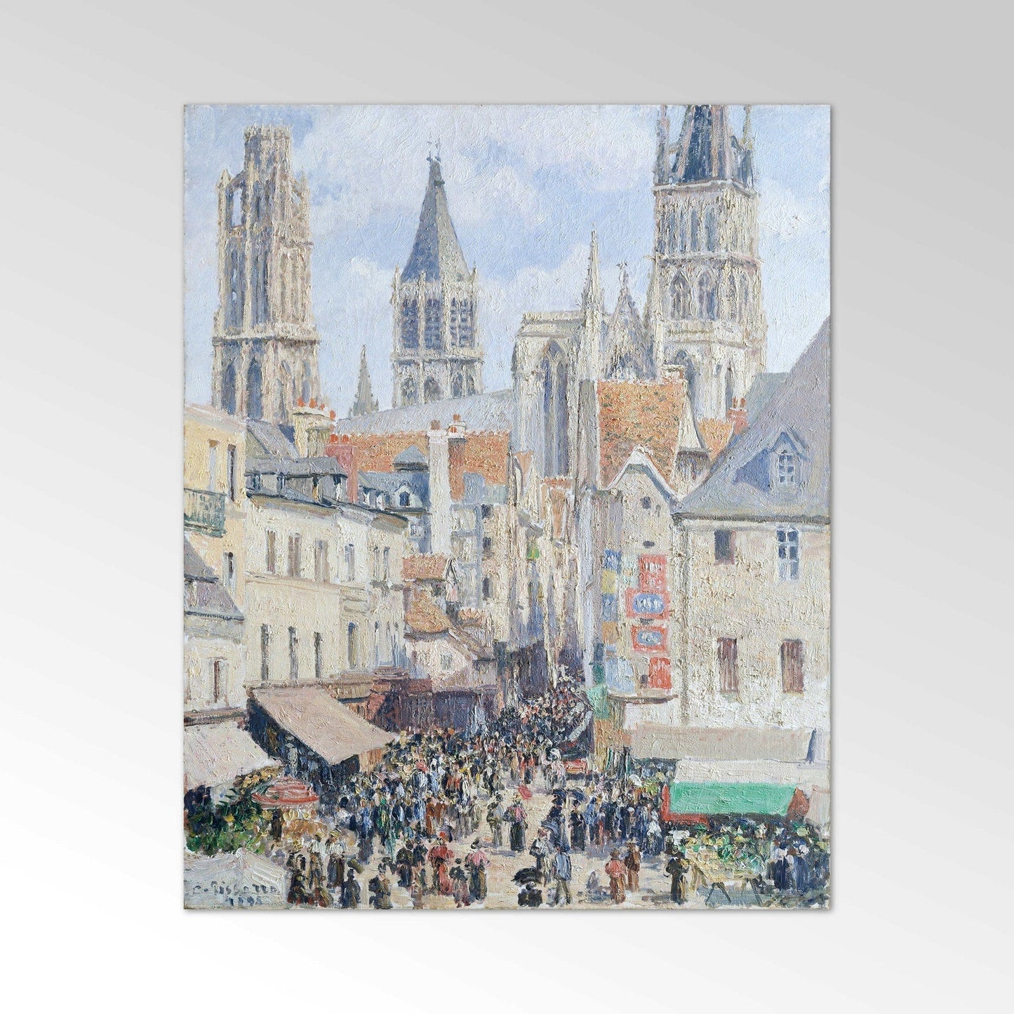 Vintage Grocery Street Oil Painting - Classic Post-Impressionist Streetscape & European City Wall Art #GS092