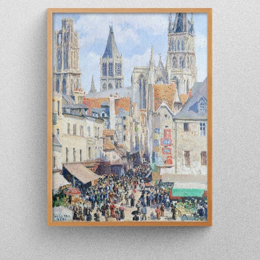 Vintage Grocery Street Oil Painting - Classic Post-Impressionist Streetscape & European City Wall Art #GS092