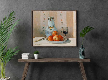 Vintage Still Life with Apples and Pitcher - Classical Hand-Painted Impressionist Oil Painting #SL116