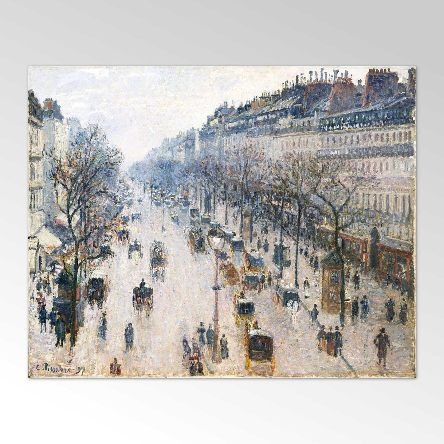 The Boulevard Montmartre - Vintage Impressionist Paris Cityscape Oil Painting & Classic Street Wall Art #BM041