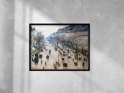 The Boulevard Montmartre - Vintage Impressionist Paris Cityscape Oil Painting & Classic Street Wall Art #BM041