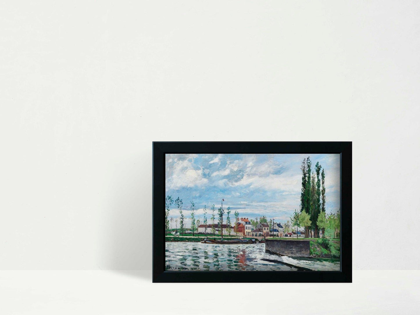 The Lock at Pontoise - Vintage Impressionist Landscape Oil Painting & River Scenery Wall Art #LP062