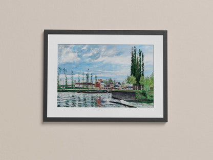 The Lock at Pontoise - Vintage Impressionist Landscape Oil Painting & River Scenery Wall Art #LP062