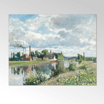 The River Oise Near Pontoise - Vintage Impressionist Landscape Oil Painting & River Scenery Wall Art #RO085
