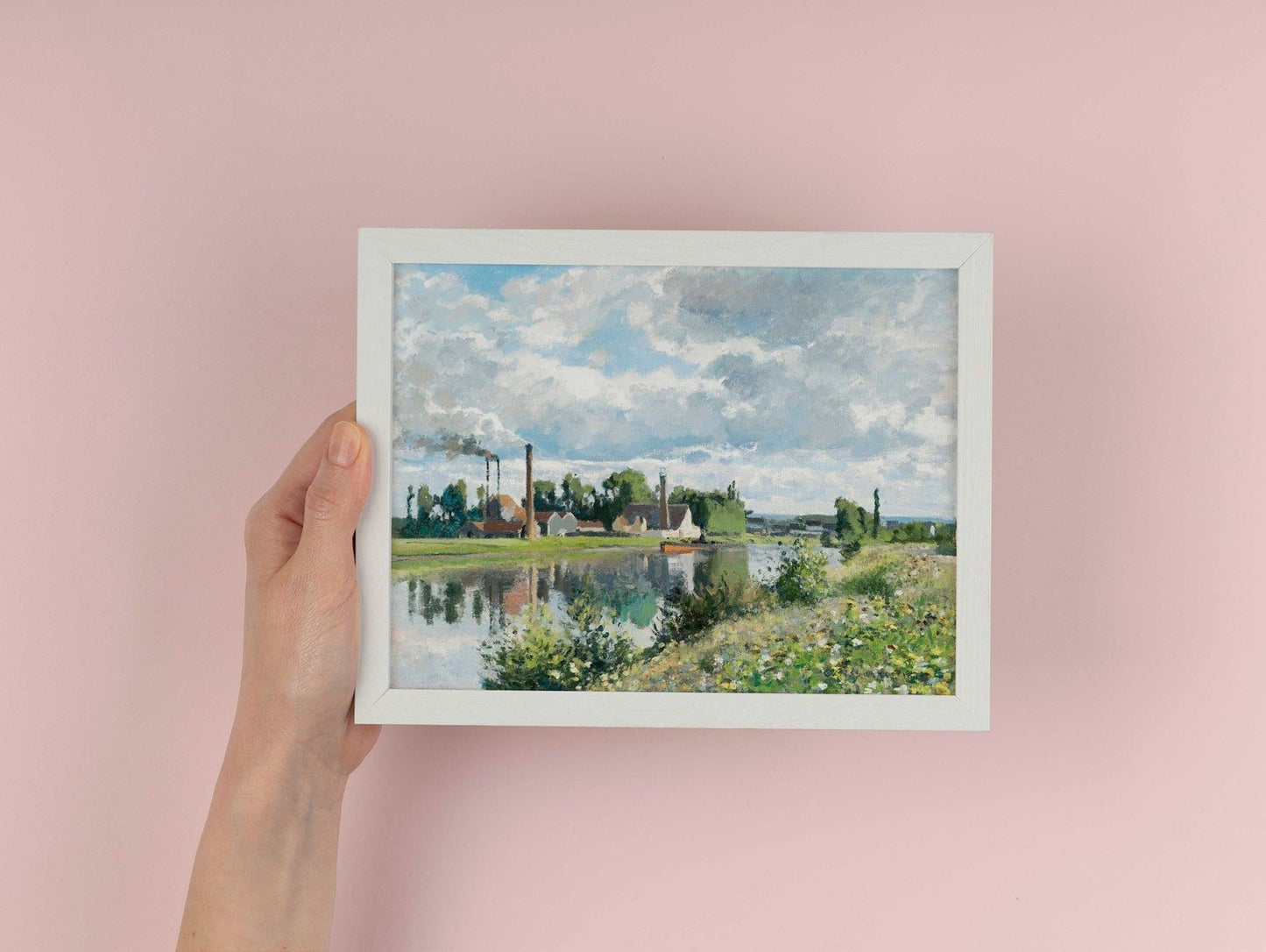 The River Oise Near Pontoise - Vintage Impressionist Landscape Oil Painting & River Scenery Wall Art #RO085