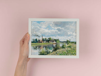 The River Oise Near Pontoise - Vintage Impressionist Landscape Oil Painting & River Scenery Wall Art #RO085