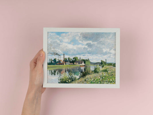 The River Oise Near Pontoise - Vintage Impressionist Landscape Oil Painting & River Scenery Wall Art #RO085