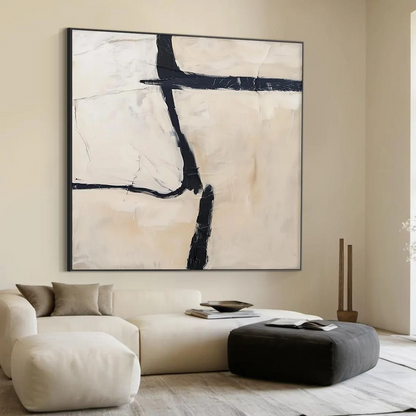 Large hand-painted serene birch forest oil painting with warm woodland tones #AA300