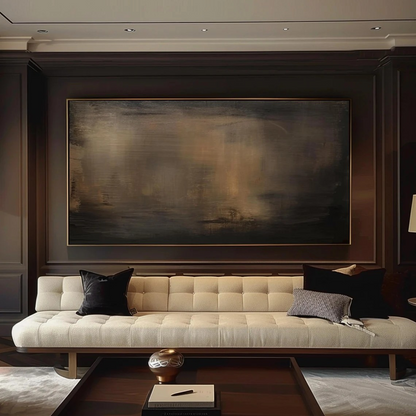 Modern Minimalist Abstract Painting - Large Handmade Brown & Black Textured Wall Decor #TC012