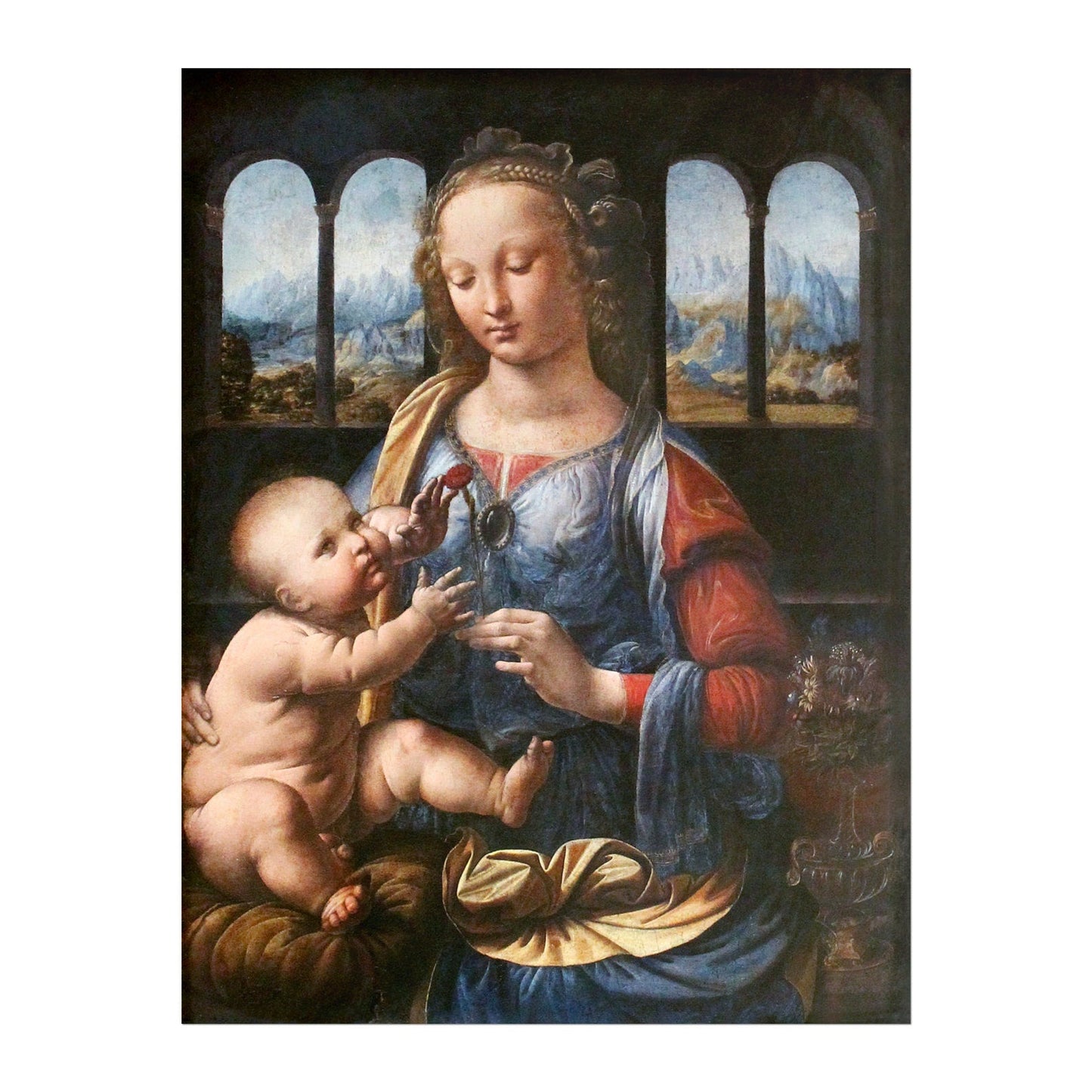 Madonna of the Carnation - Vintage Renaissance Oil Painting & Classical Madonna and Child Art #MC096