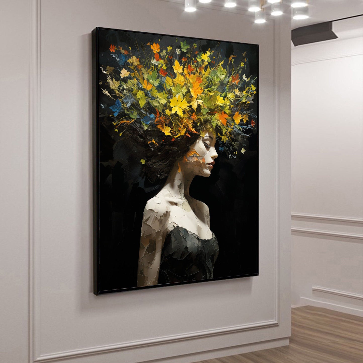 Blooming Female Portrait Painting - Modern Abstract Colorful Wall Art on Canvas #TB042