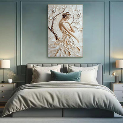 Minimalist Textured Female Portrait Oil Painting - Modern Hand-Painted 3D Canvas Wall Art #TB008