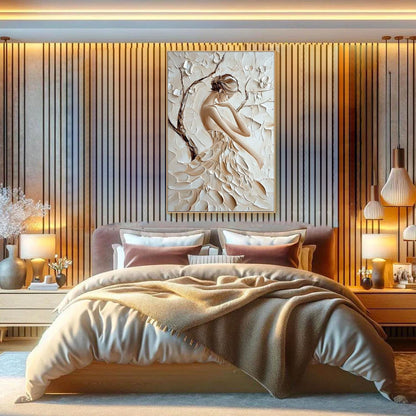 Minimalist Textured Female Portrait Oil Painting - Modern Hand-Painted 3D Canvas Wall Art #TB008