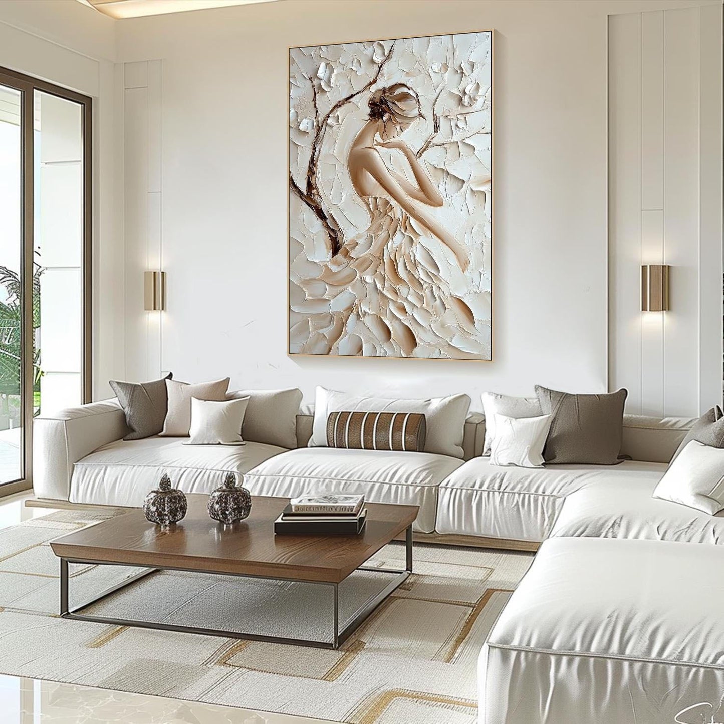Minimalist Textured Female Portrait Oil Painting - Modern Hand-Painted 3D Canvas Wall Art #TB008