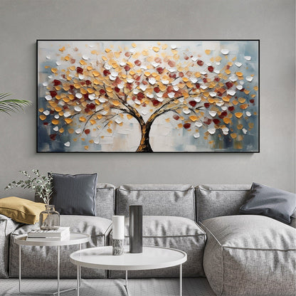 Large Textured Tree Painting | Colorful Abstract Landscape Wall Art Decor
