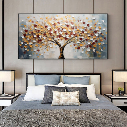 Minimalist Tree of Life Oil Painting - Large Textured Neutral Landscape Canvas Art #ZZ179
