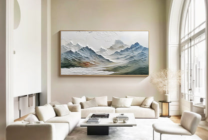 Modern 3D Textured Mountain Range Painting - Large Hand-Painted Landscape Wall Art on Canvas #ZZ145