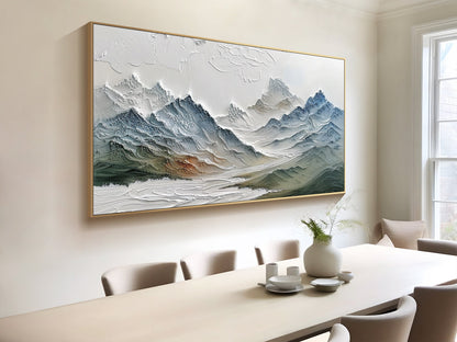 Modern 3D Textured Mountain Range Painting - Large Hand-Painted Landscape Wall Art on Canvas #ZZ145