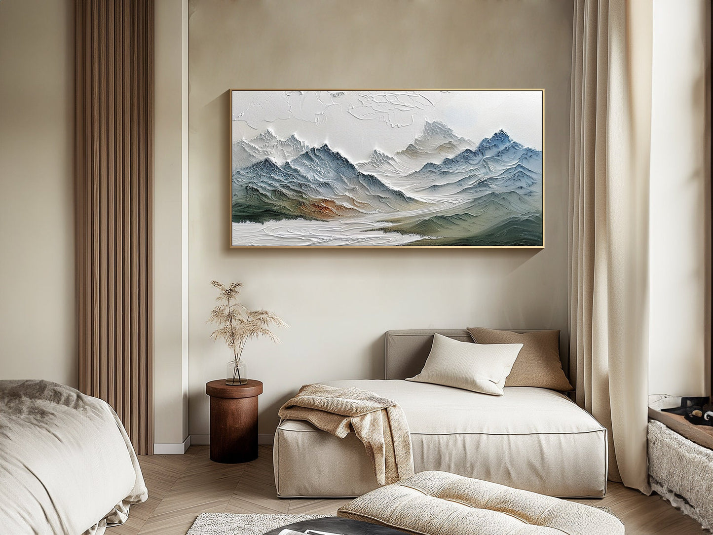 Modern 3D Textured Mountain Range Painting - Large Hand-Painted Landscape Wall Art on Canvas #ZZ145