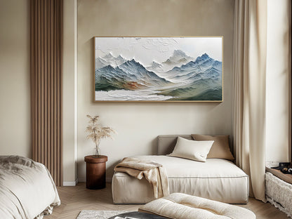 Modern 3D Textured Mountain Range Painting - Large Hand-Painted Landscape Wall Art on Canvas #ZZ145