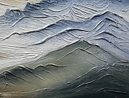 Modern 3D Textured Mountain Range Painting - Large Hand-Painted Landscape Wall Art on Canvas #ZZ145