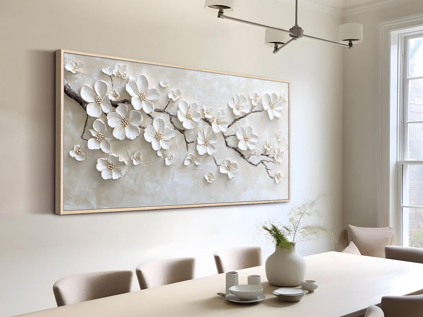 Minimalist Abstract Cherry Blossom Oil Painting - 3D Textured Hand-Painted Floral Wall Art #ZZ146